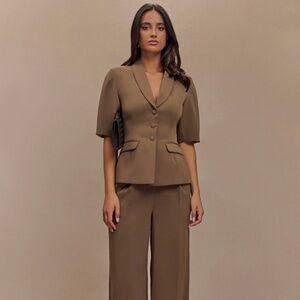 Meshki Opal Puff Sleeve Suiting Top & Trousers Set